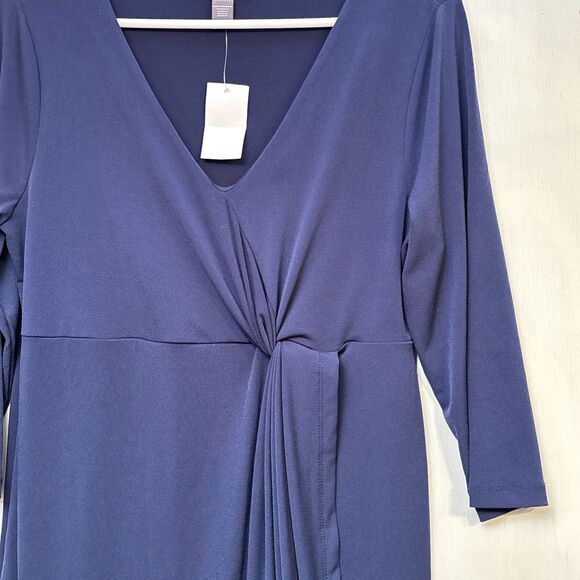 A Pea in the Pod Women's Dress Medium Faux Wrap Maternity Navy - Picture 7 of 13